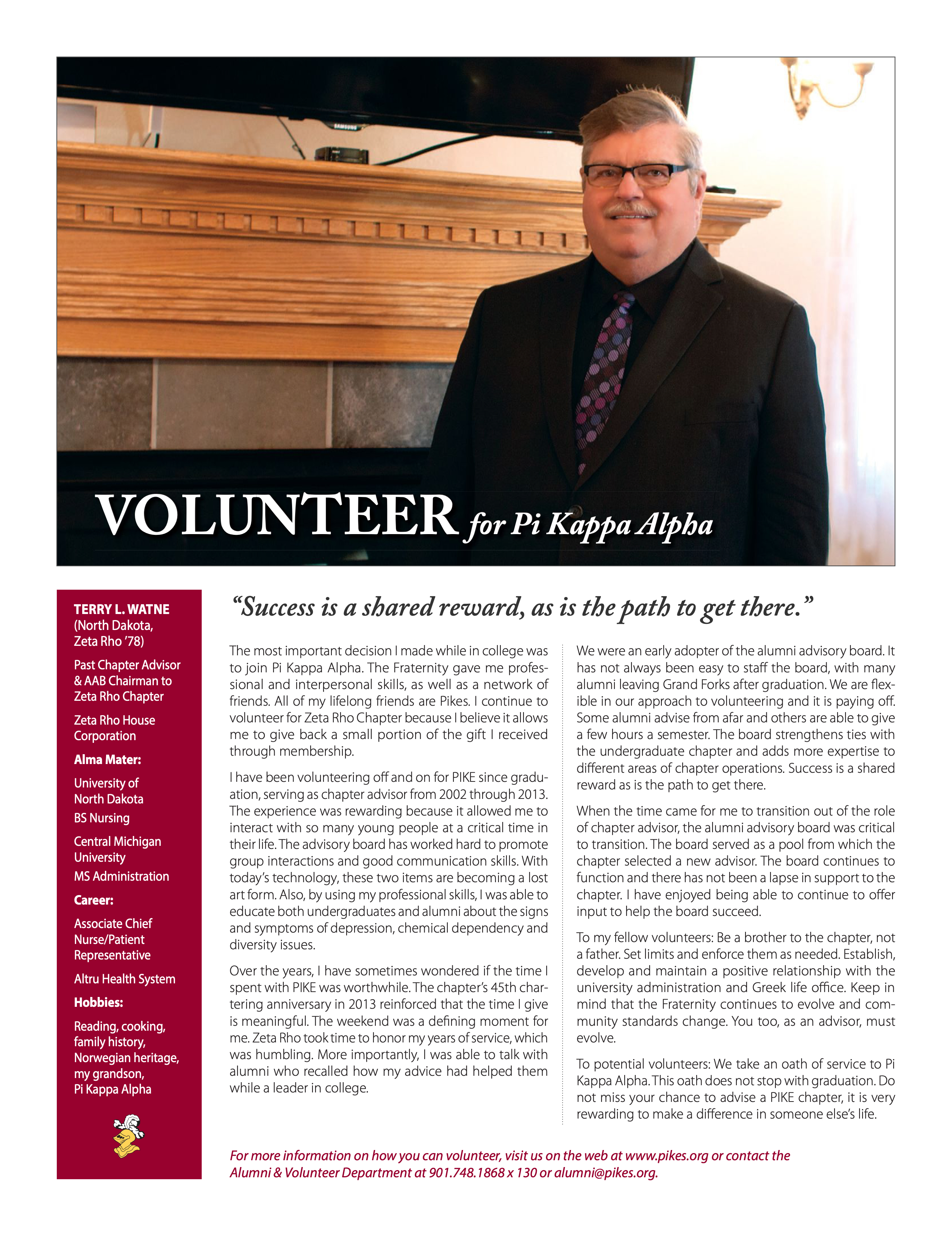 Volunteer for Pi Kappa Alpha, Spring 2014